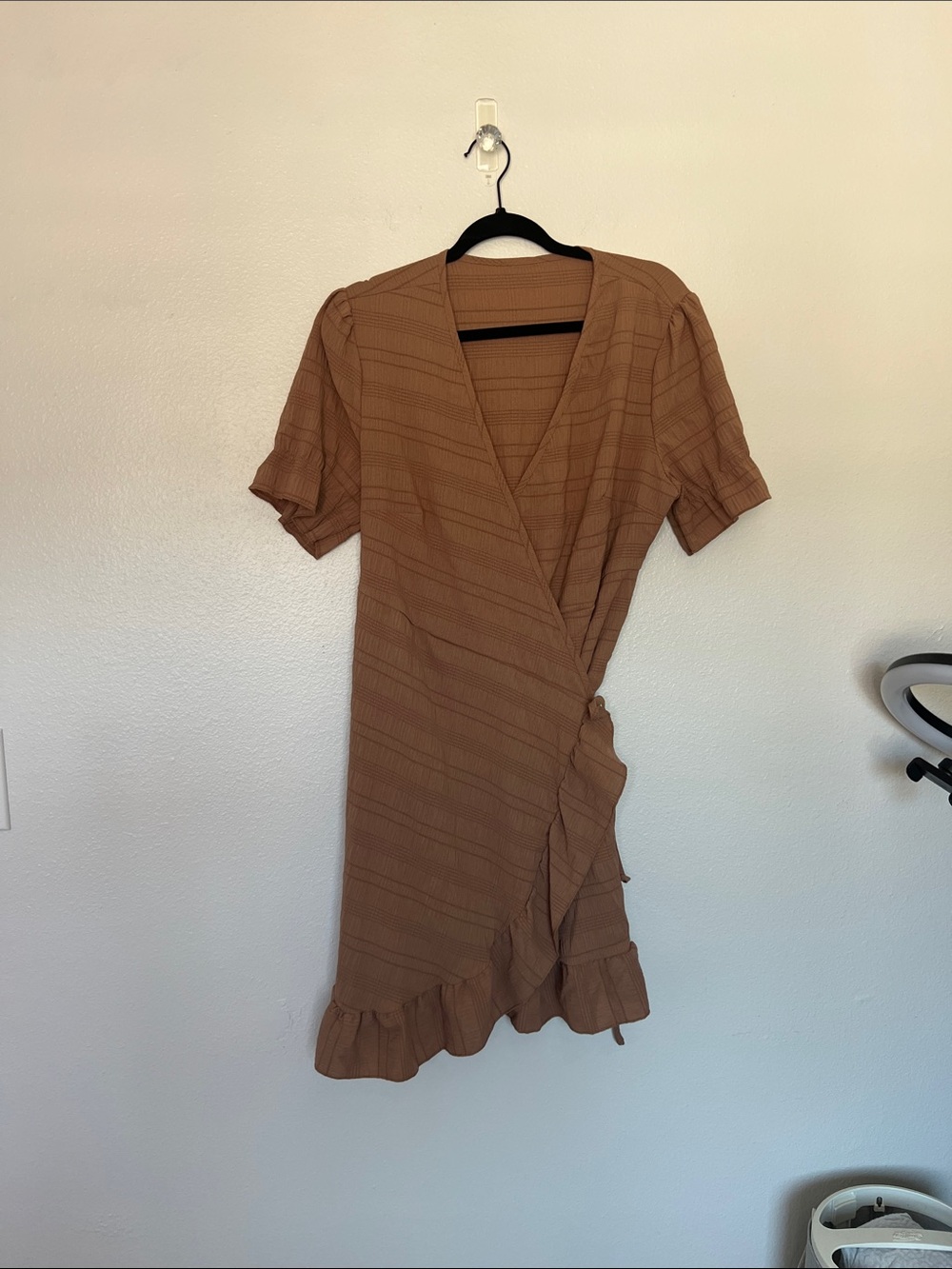 NWOT Shein Brown Ruffle Wrap Dress sz 0XL